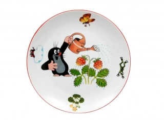 Talíř mělký Krteček a jahůdky 21cm červená linka